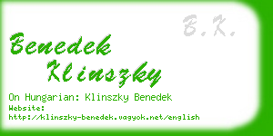 benedek klinszky business card